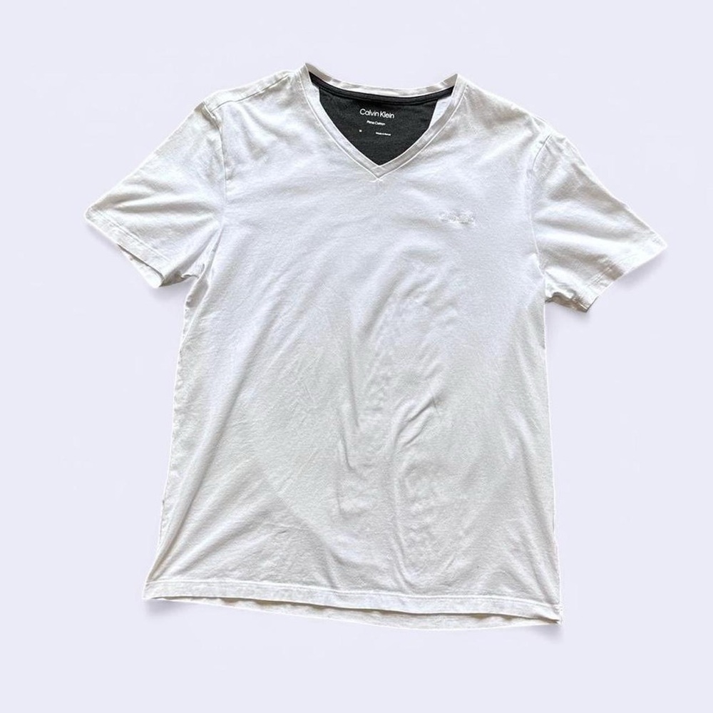 Calvin Klein Men's White V-Neck Shirt